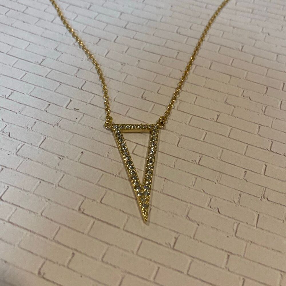Crystal Triangle Necklace Gold - Picture 2 of 4